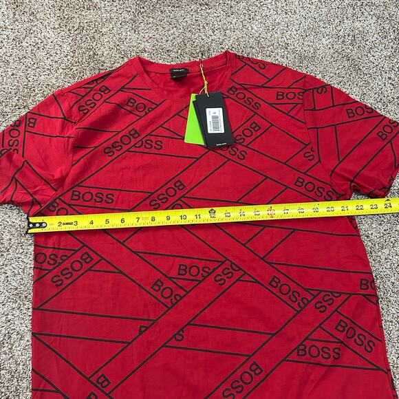 HUGO BOSS Men's Logo Tape-Print T-Shirt Size XL In Red - Picture 5 of 8